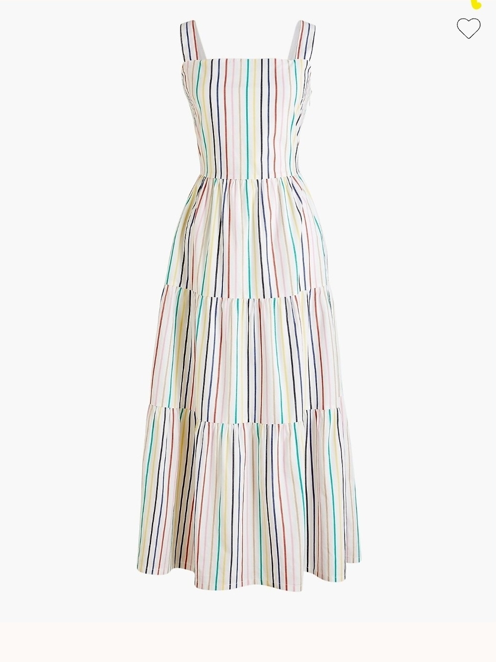 Tiered Maxi Dress with Multi-Color Vertical Stripes - White Multi
